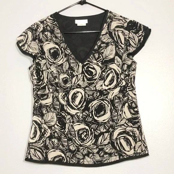 Van Heusen blouse vNeck Flower flower flutter - Picture 7 of 12